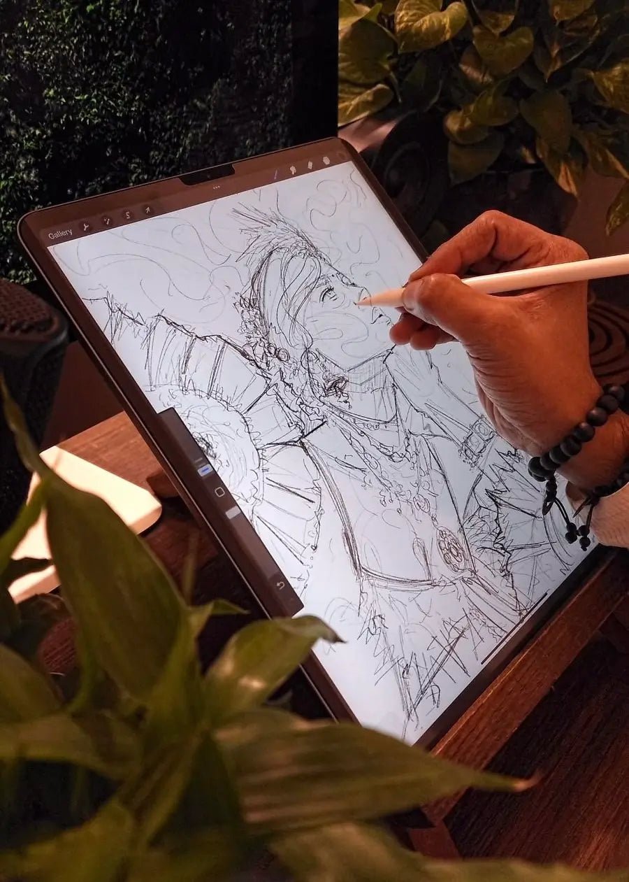Procreate charcoal and sketching brushes for expressive lines, delicate shading, and bold textures.
